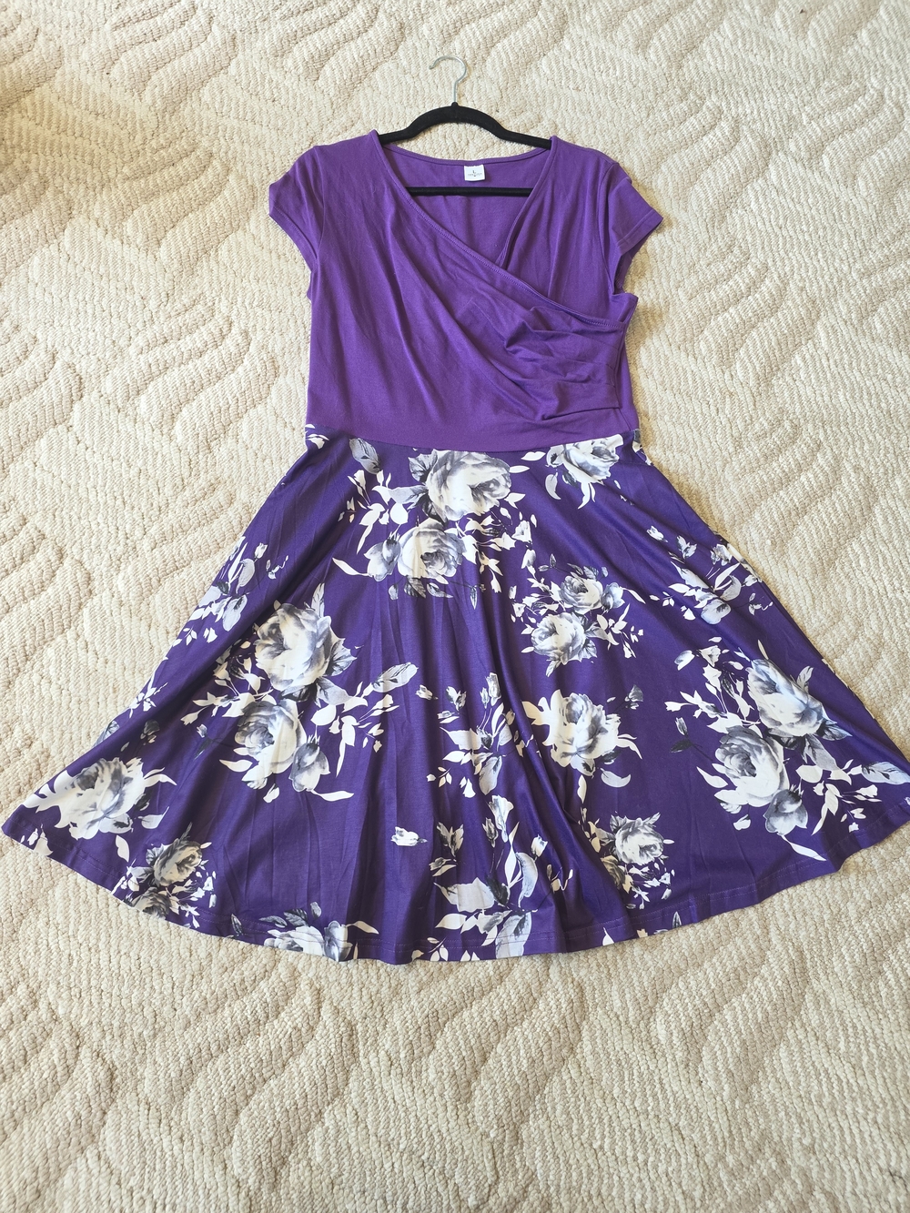 Has Pockets! Purple Floral Fit-and-Flare Dress